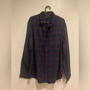 Uniqulo Dark Blue Flannel, Size M, 100% Cotton